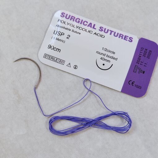 Polyglycolic Acid (PGA) Rapid Absorbable Surgical Suture with Needle - Image 2